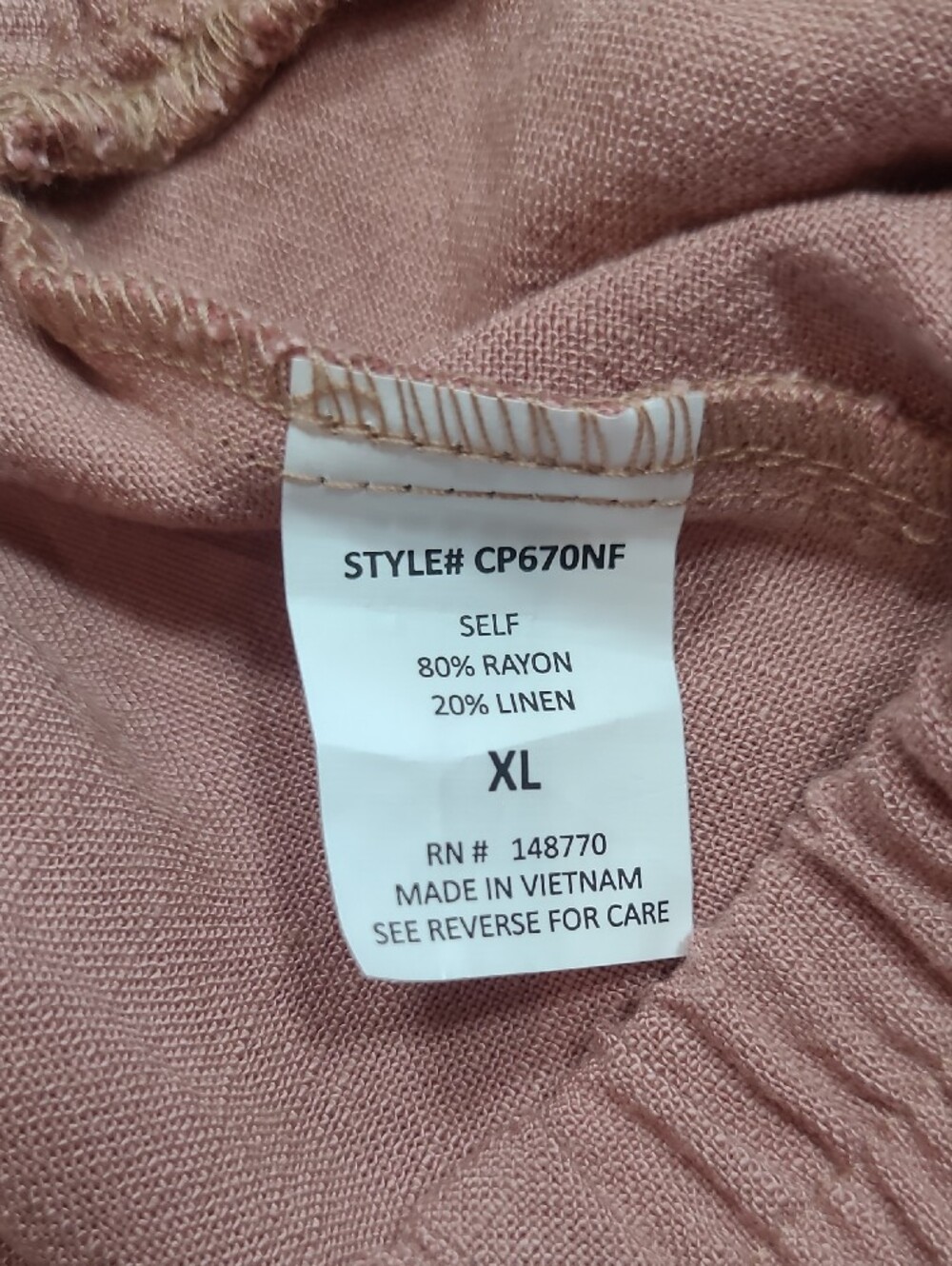 EUC Sienna Sky Wide Leg Pants Women's sz XL Dusty Rose Linen Blend Pull On Pant - Picture 6 of 12